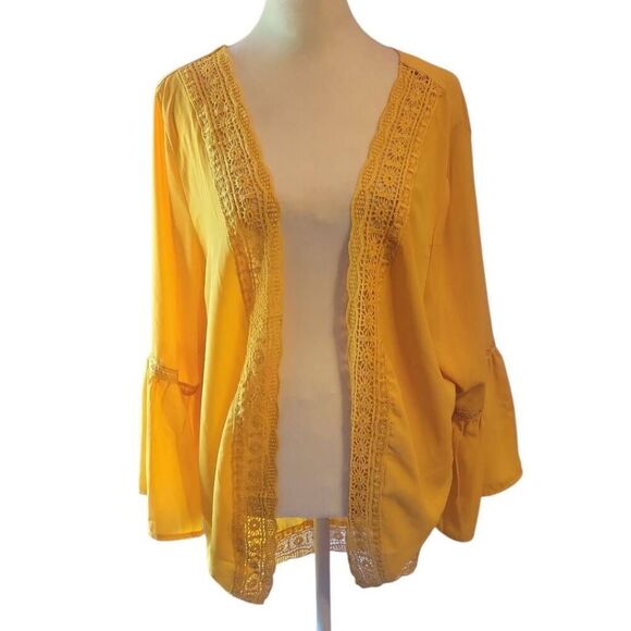 PRETTODAY Women's Summer Kimono Cardigans Mustard Size Large - Picture 1 of 7